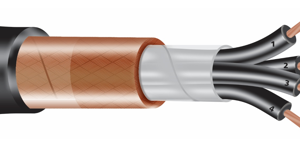 cabo de controle blindado em malha de cobre nu PVC/PVC
